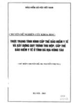 Thực trạng tình hình cấp thẻ bảo hiểm y tế và xây dụng qui trình thu nộp, cấp thẻ, bảo hiểm y tế ở tỉnh Bà Rịa - Vũng Tàu