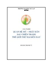 Giáo trình Quan hệ Mỹ - Nhật Bản sau chiến tranh thế giới thứ hai đến nay