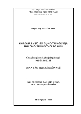 Khảo sát việc sử dụng từ ngữ địa phương trong thơ Tố Hữu