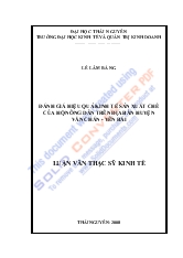 Luận văn Đánh giá hiệu quả kinh tế sản xuất chè của hộ nông dân trên địa bàn huyện văn chấn - Yên bái part 1