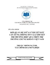 Mối quan hệ giữa lí thuyết bất cân xứng thông tin và lí thuyết thị trường hiệu quả trên thị trường chứng khoán Việt Nam