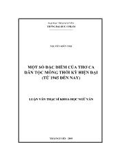 Một số đặc điểm của thơ ca dân tộc Mông thời kỳ hiện đại (từ 1945 đến nay)