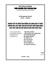 Nghiên cứu tác động ảnh hưởng của hàng rào kỹ thuật thương mại (TBT) Nhật Bản đối với xuất khẩu hàng nông, lâm, thủy sản của Việt Nam và giải pháp khắc phục