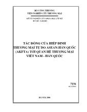 Tác động của Hiệp định thương mại tự do ASEAN - Hàn Quốc (AKFTA) tới quan hệ thương mại Việt Nam - Hàn Quốc