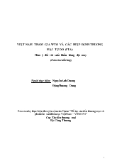 Việt Nam tham gia WTO và các hiệp định thương mại tự do (fta): Hàm ý đối với xuất khẩu hàng dệt may
