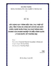 Xây dựng quy trình điều tra, thu thập số liệu, tính toán và công bồ chỉ số giá xuất khẩu, nhập khẩu phục vụ hoạt động kinh doanh của doanh nghiệp và điều hành quản lý nhà nước về thương mại