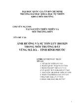 Ảnh hưởng và sự tồn lưu dioxin trong môi trường đất vùng Mã Đà - Tỉnh Bình Phước