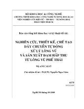 Nghiên cứu, thiết kế, chế tạo dây chuyền tự động xử lý lông vũ và sản xuất đạm hấp thu từ lông vũ phế thải