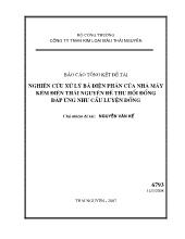 Nghiên cứu xử lý bã điện phân của nhà máy kẽm điện Thái Nguyên để thu hồi đồng đáp ứng nhu cầu luyện đồng