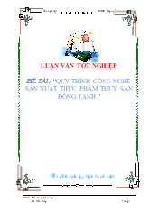Quy trình công nghệ sản xuất thực phẩm thủy sản đông lạnh