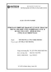 Đồ án Tính toán thiết kế trạm xử lý nước thải tập trung cho khu công nghiệp Đất Cuốc B huyện Tân Uyên - Bình Dương công suất 3000m3/ ngày