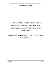 Gía trị kinh tế của rừng ngập mặn và những vai trò của cộng đồng địa phương trong sự giữ gìn tài nguyên thiên nhiên