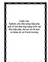 Luận văn Nghiên cứu khả năng hấp phụ một số ion kim loại nặng trên vật liệu hấp phụ chế tạo từ bã mía và thăm dò xử lí môi trường