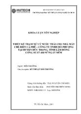 Luận văn Thiết kế trạm xử lý nước thải cho nhà máy chế biến cà phê - Công ty TNHH Hồ Phượng tại huyện Đức Trọng, tỉnh Lâm Đồng công suất 400m3/ ngày đêm