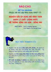 Nghiên cứu áp dụng mô hình toán quản lý chất lượng nước hệ thống sông Sài Gòn - Đồng Nai