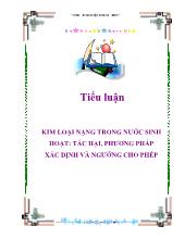 Tiểu luận KIM LOẠI NẶNG TRONG NƯỚC SINH HOẠT- TÁC HẠI, PHƯƠNG PHÁP XÁC ĐỊNH VÀ NGƯỠNG CHO PHÉP