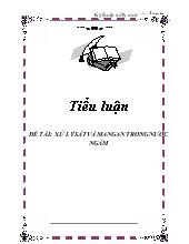Tiểu luận Xử lý sắt và mangan trong nước ngầm
