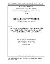 Ứng dụng GIS đánh giá thích nghi đất đai phát triển cây dâu tằm, địa bàn huyện Lâm Hà , tỉnh Lâm Đồng