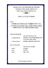 Đề tài Đánh giá năng lực nghiên cứu của cá nhân, tổ chức dựa trên phân tích, tính toán các chỉ số khoa học