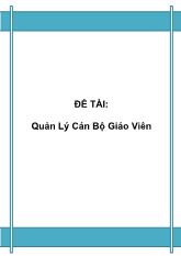 Đồ án Quản lý cán bộ giáo viên