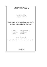 Luận văn Nghiên cứu một số khả năng phát hiện tin giấu trong môi trường ảnh