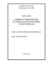 Luận văn Nghiên cứu tính toán lưới và áp dụng giải bài toán trong an toàn thông tin