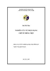 Luận văn Nghiên cứu về nhận dạng chữ in tiếng việt