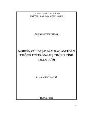 Luận văn Nghiên cứu việc đảm bảo an toàn thông tin trong hệ thống tính toán lưới