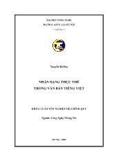 Luận văn Nhận dạng thực thể trong văn bản tiếng Việt