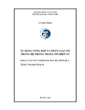 Luận văn Tự động tổng hợp và phân loại tin trong hệ thống trang tin điện tử