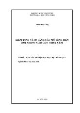 Luận văn Kiểm định và so sánh các mô hình biến đổi amino acid cho virút cúm