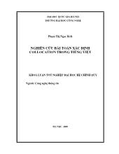 Luận văn Nghiên cứu bài toán xác định Collocation trong tiếng Việt