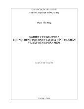 Luận văn Nghiên cứu giải pháp lọc nội dung internet tại máy tính cá nhân và xây dựng phần mềm