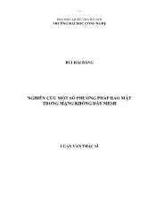 Luận văn Nghiên cứu một số phương pháp bảo mật trong mạng không dây MESH