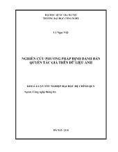 Luận văn Nghiên cứu phương pháp định danh bản quyền tác giả trên dữ liệu ảnh