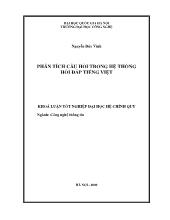 Luận văn Phân tích câu hỏi trong hệ thống hỏi đáp tiếng Việt