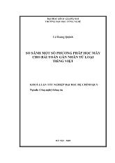 Luận văn -So sánh một số phương pháp học máy cho bài toán gán nhãn từ loại tiếng Việt