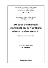 Luận văn -Xây dựng chương trình chuyển đổi cây cú pháp trong hệ dịch tự động Anh-Việt