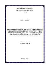 Luận văn -Xây dựng cơ sở dữ liệu bài báo điện tử liên quan tới gốm sứ Việt Nam phục vụ đào tạo tại học viện báo chí và tuyên truyền