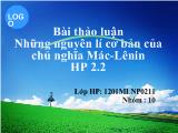 Bài thảo luận những nguyên lý cơ bản của chủ nghĩa Mác lê -Nin HP 2.2