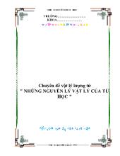 Đề tài Những nguyên lý vật lý của từ học