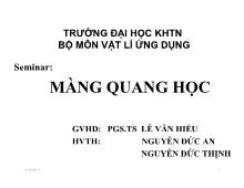 Đề tài Vật lí ứng dụng màng quang học