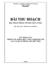 Tác động của thông tin, khoa học công nghệ đối với cơ quan thông tin - thư viện