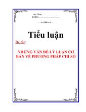 Tiểu luận Những vấn đề lý luận cơ bản về phương pháp chỉ số