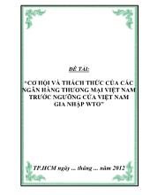 Cơ hội và thách thức của các ngân hàng thương mại Việt Nam trước ngưỡng cửa Việt Nam gia nhập WTO