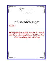 Đánh giá hiệu quả đầu tư, kinh tế - xã hội của dự án xây dựng bải rác thải Nam Sơn – Sóc Sơn (Đông Anh - Hà Nội)