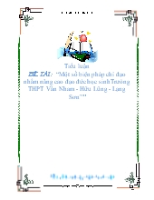 Đề tài Một số biện pháp chỉ đạo nhằm nâng cao đạo đức học sinh Trưòng THPT Vân Nham - Hữu Lũng - Lạng Sơn