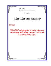 Luận văn Một số biện pháp quản lý nhằm nâng cao chất lượng thiết kế tại công ty Tư Vấn và Xây Dựng Thuỷ Lợi 2