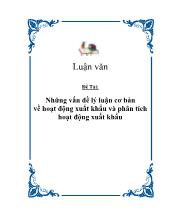 Những vấn đề lý luận cơ bản về hoạt động xuất khẩu và phân tích hoạt động xuất khẩu