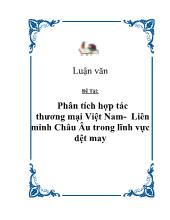 Phân tích hợp tác thương mại Việt Nam- Liên minh Châu Âu trong lĩnh vực dệt may